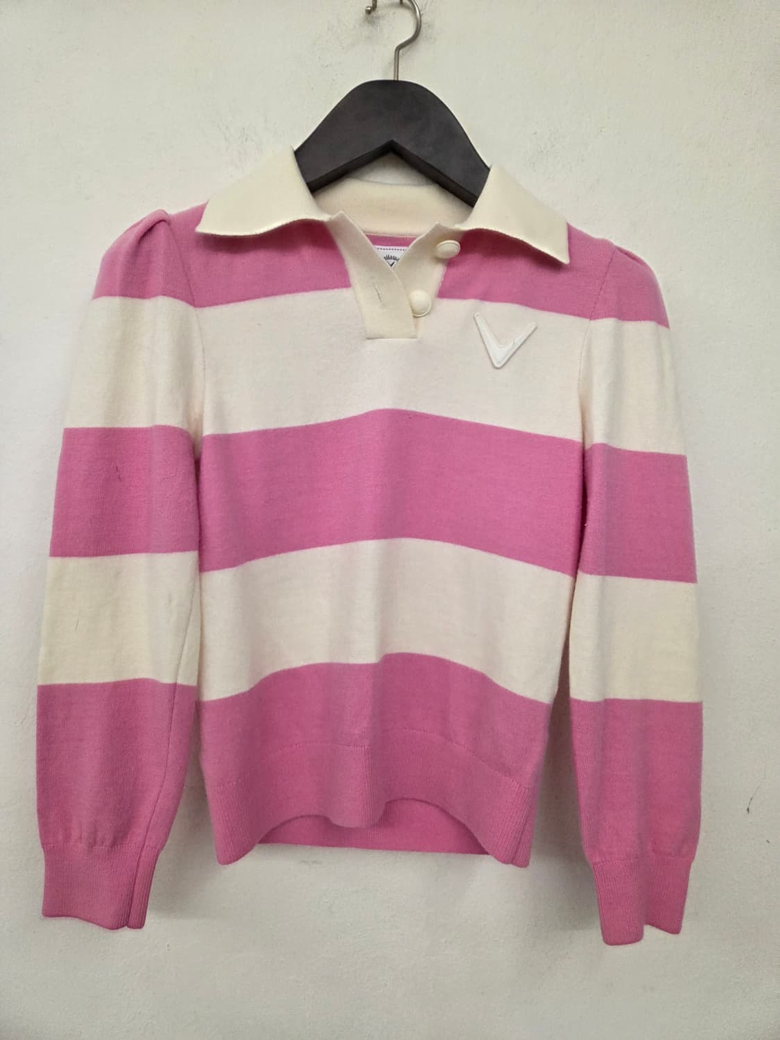 캘러웨이 핑크 스트라이프 카라 니트 85 상품이미지1