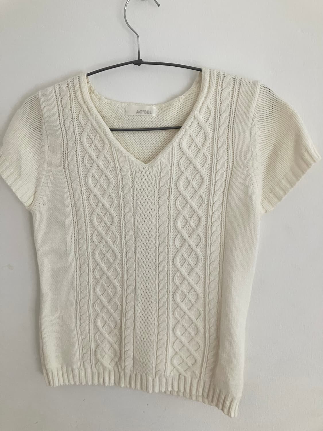 화이트 반팔 니트 상품이미지4