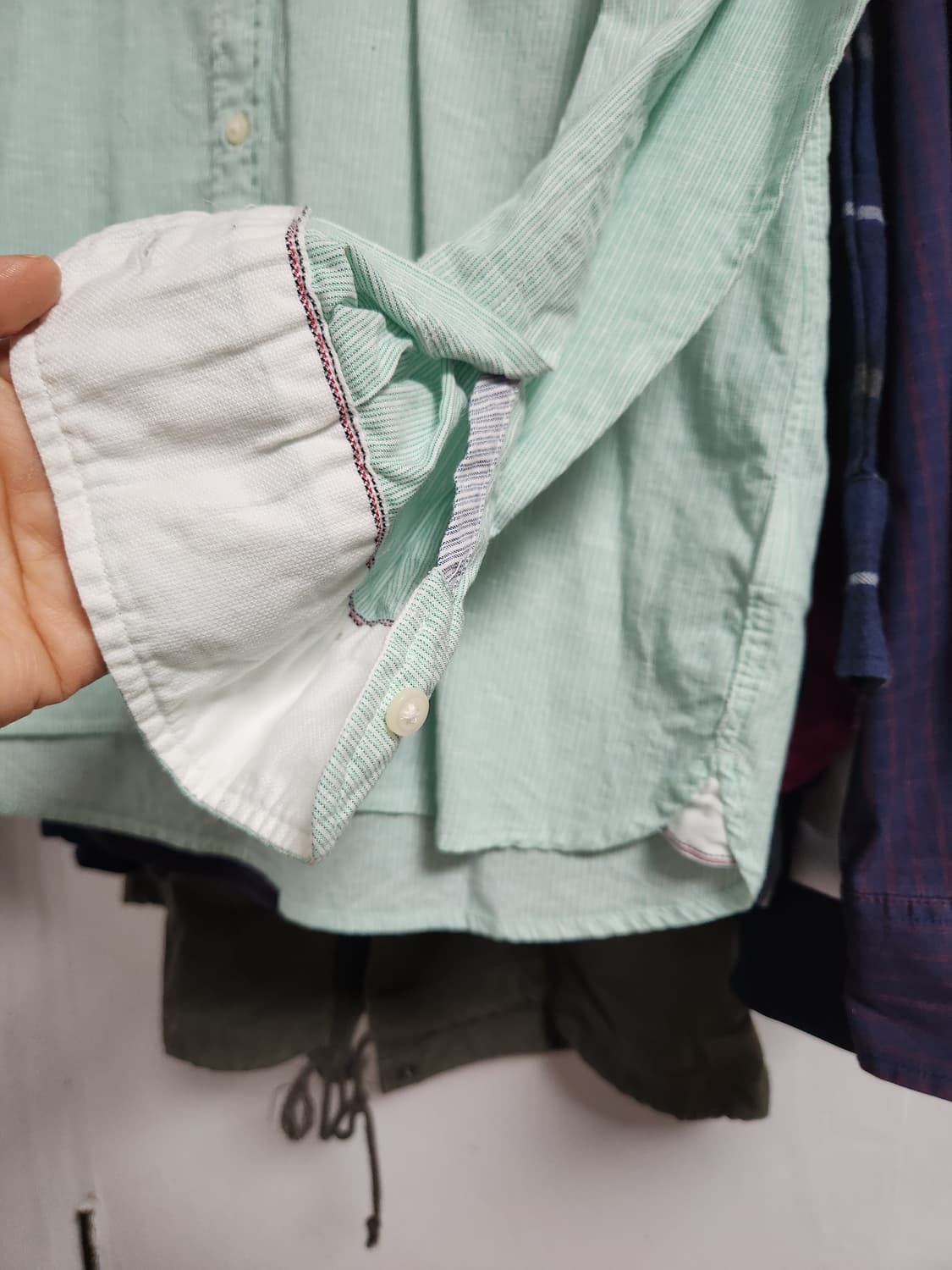 타미힐피거 스트라이프 셔츠 민트 M 상품이미지5