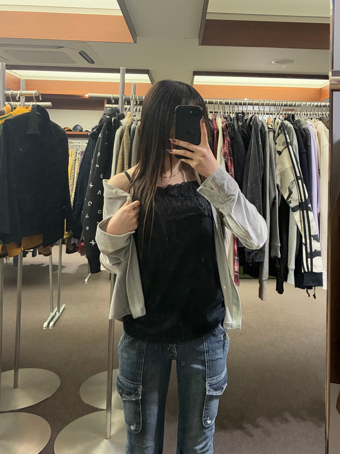 L)Japanese vintage 여성 레이스 블랙 나시  상품이미지1