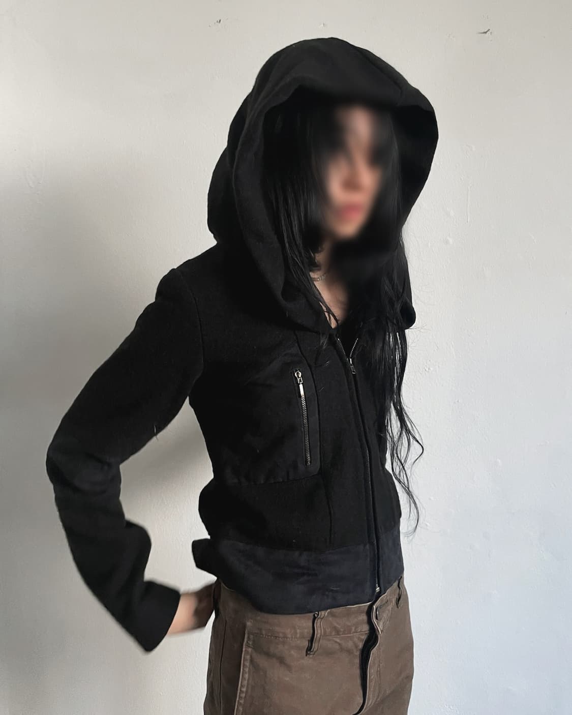 nuďé 딥 후드 크롭컷 울 자켓 상품이미지2