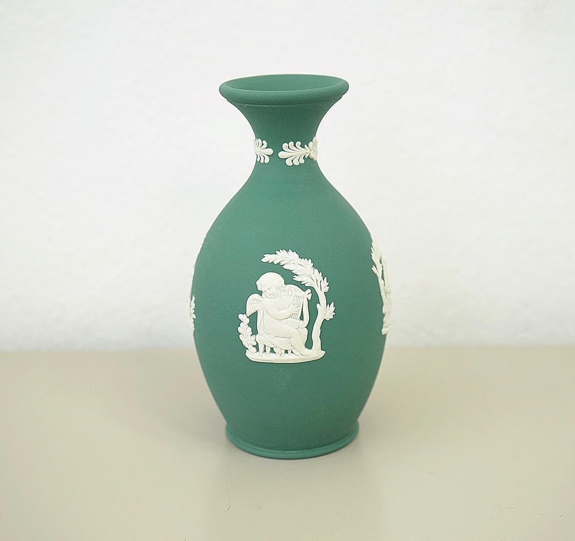 [영국엔틱] 웨지우드 제스퍼웨어 오목 도자기베이스 화병_ 틸그린 상품이미지1