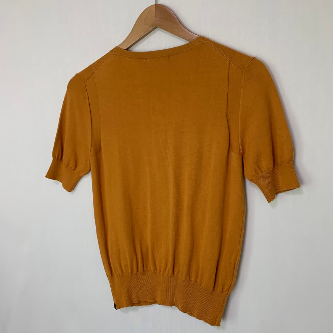 폴스미스 슬림 세미크롭 반팔 니트 가디건 오렌지브라운 빈티지 상품이미지5