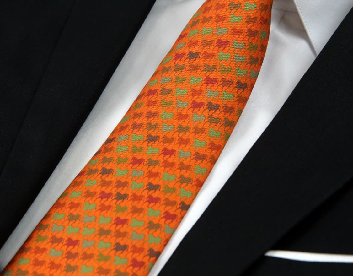 에르메스 9cm A+등급 오렌지 말 남자 명품 넥타이 상품이미지8