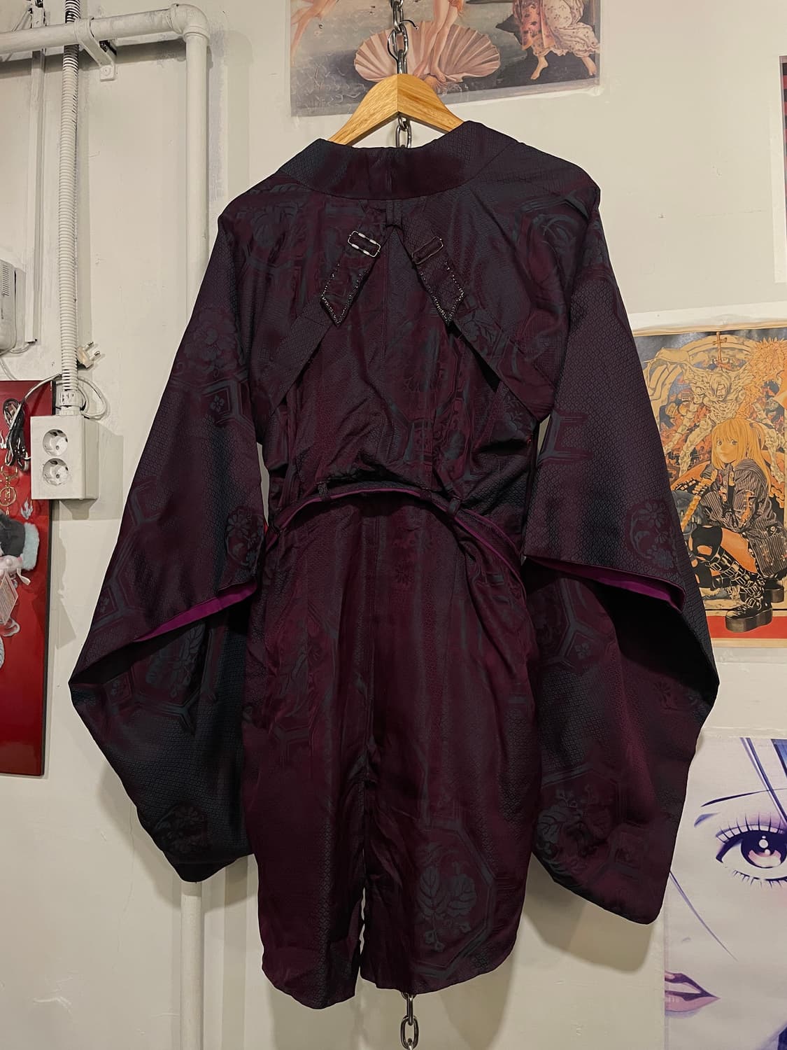 오리엔탈 패턴 자수 체인 버클 퍼플 기모노 상품이미지7