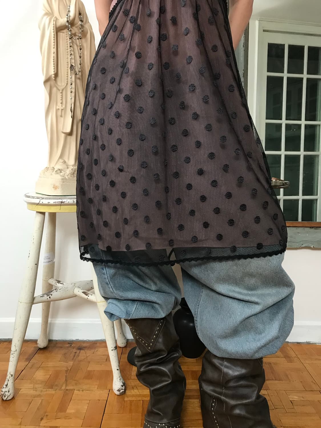 vintage see-through dot one-piece 상품이미지2