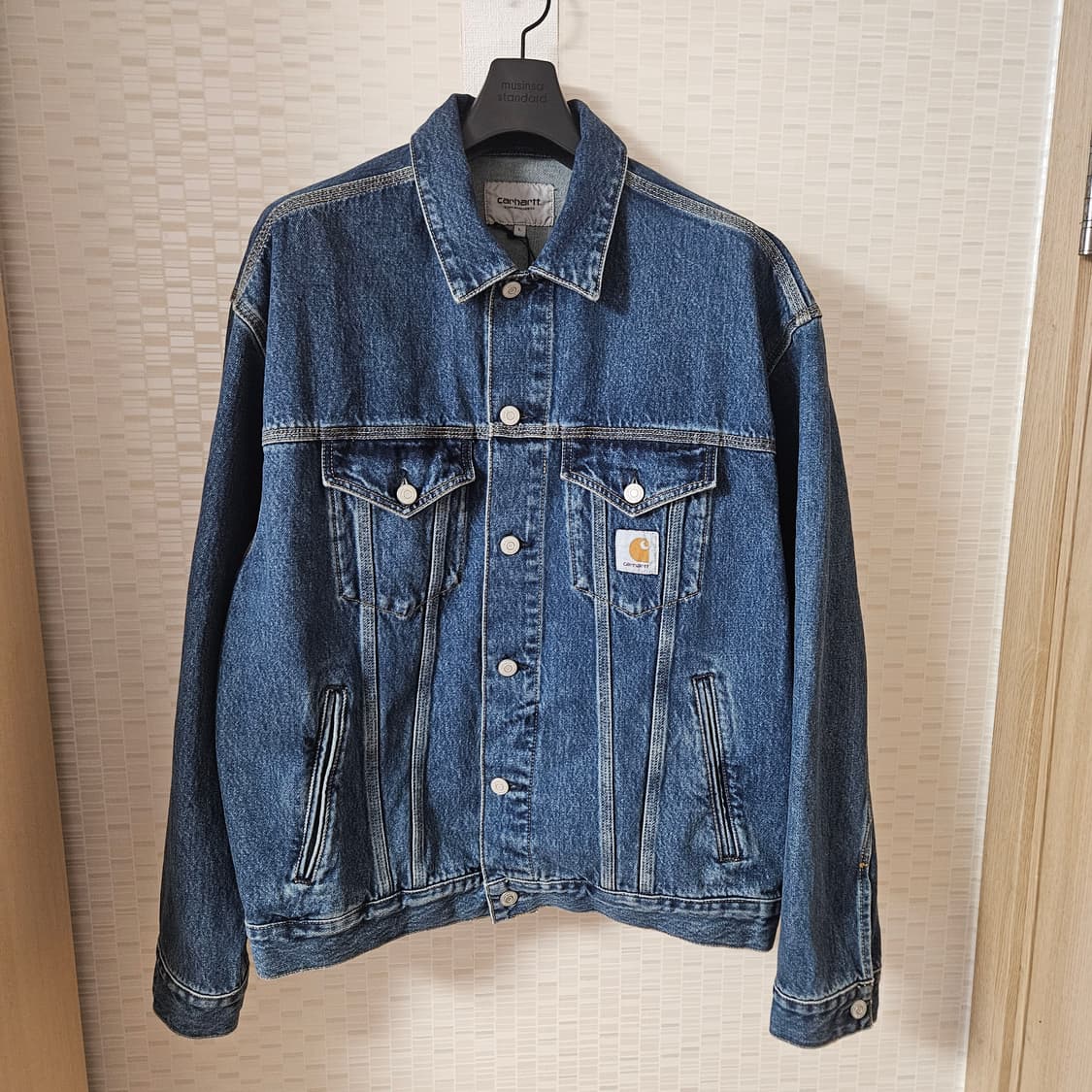 [새상품] 칼하트 WIP 헬스톤 자켓 블루 스톤 워시드 L 상품이미지5