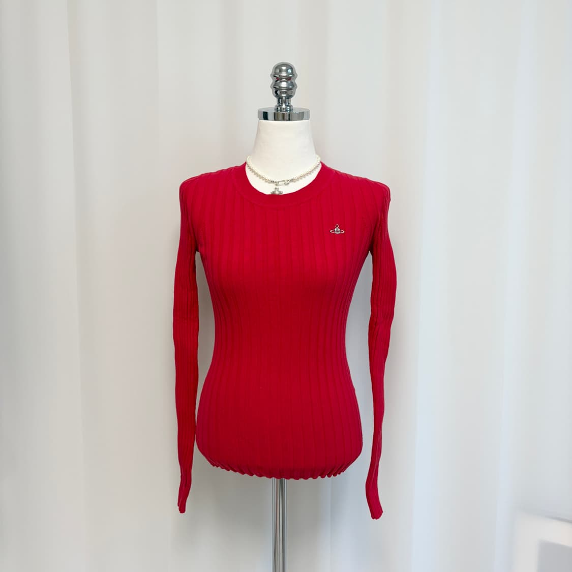 비비안웨스트우드 레드라벨 소프트 골지 크루넥 니트-레드 상품이미지7