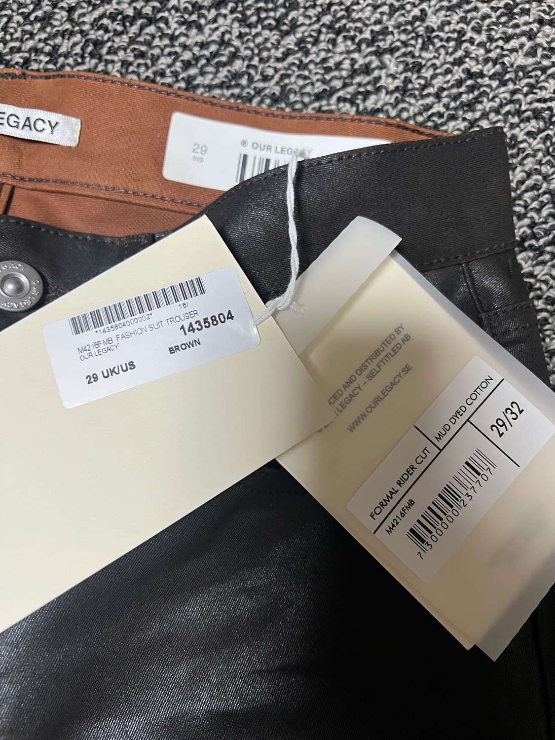 아워레가시 머드 다이드 포멀 라이더컷 팬츠 29사이즈 상품이미지5