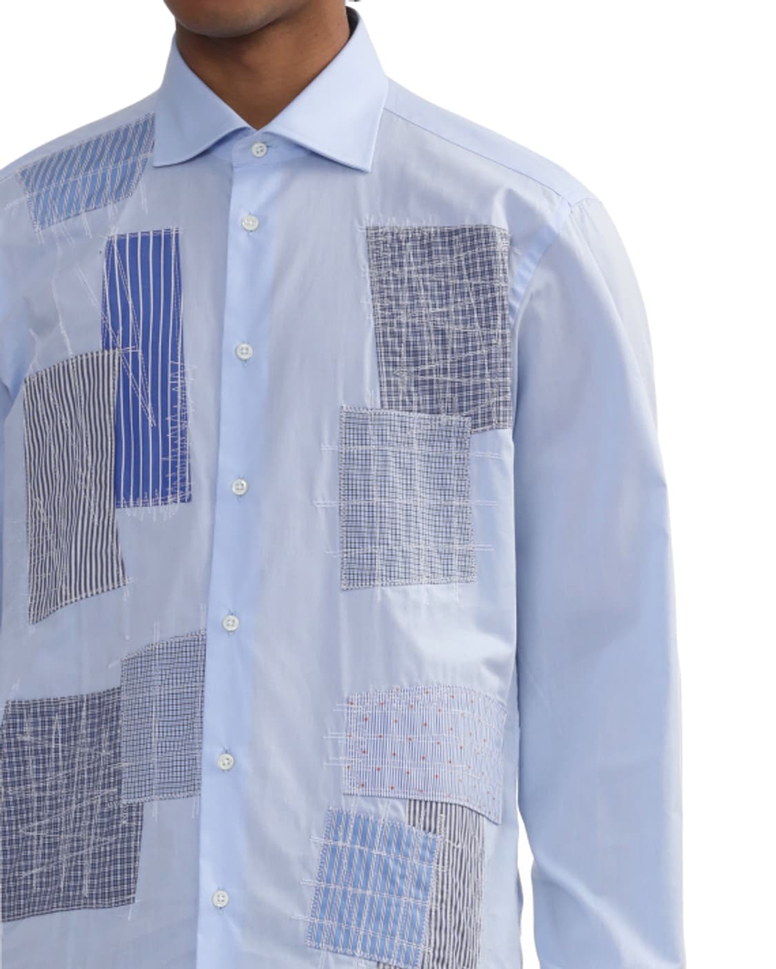 새상품 준야와타나베 믹스패치 스카이블루 셔츠 S/M 상품이미지5