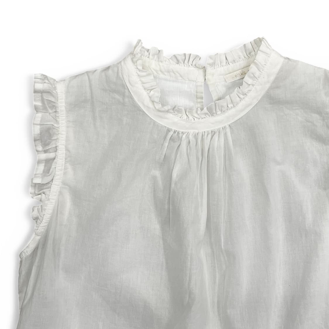 Frill Detail White Sleeveless Top 상품이미지3