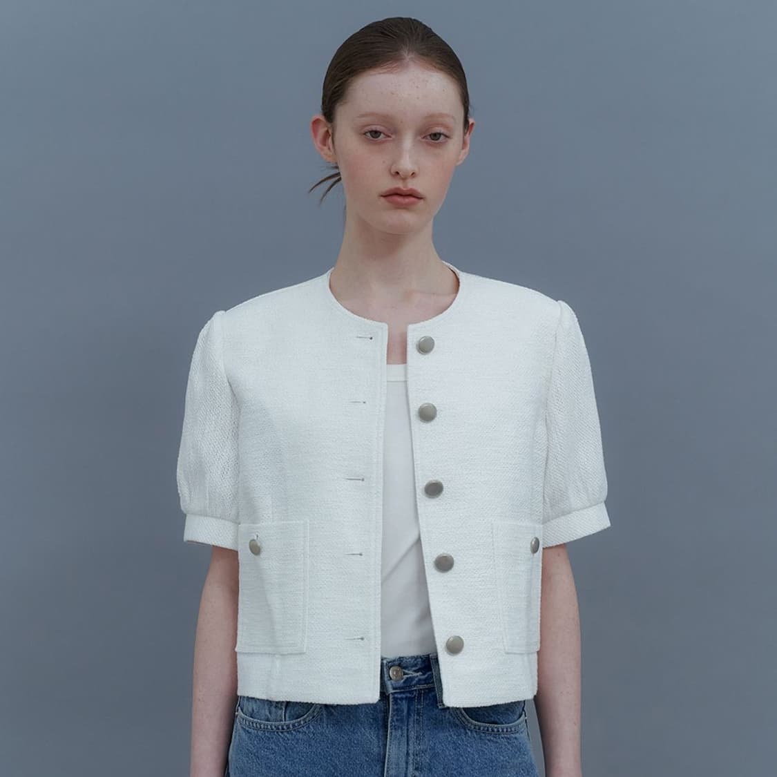 URAGO(유라고) 벌룬 트위드 반팔 자켓 상품이미지1