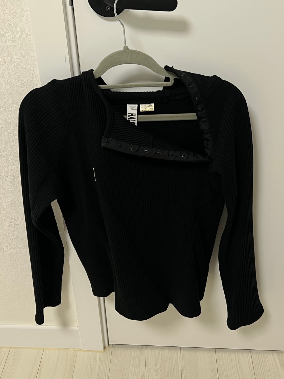 HALOMINIUM SLIM WAFFLE HOODIE_BLACK 상품이미지8