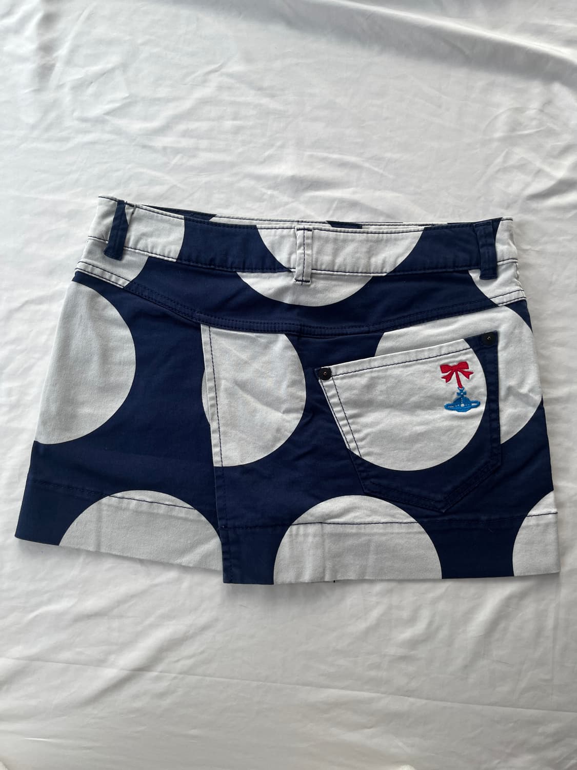 비비안 웨스트우드 땡땡이 물방울 도트 리본 오알비 자수 미니 스커트 치마 상품이미지1