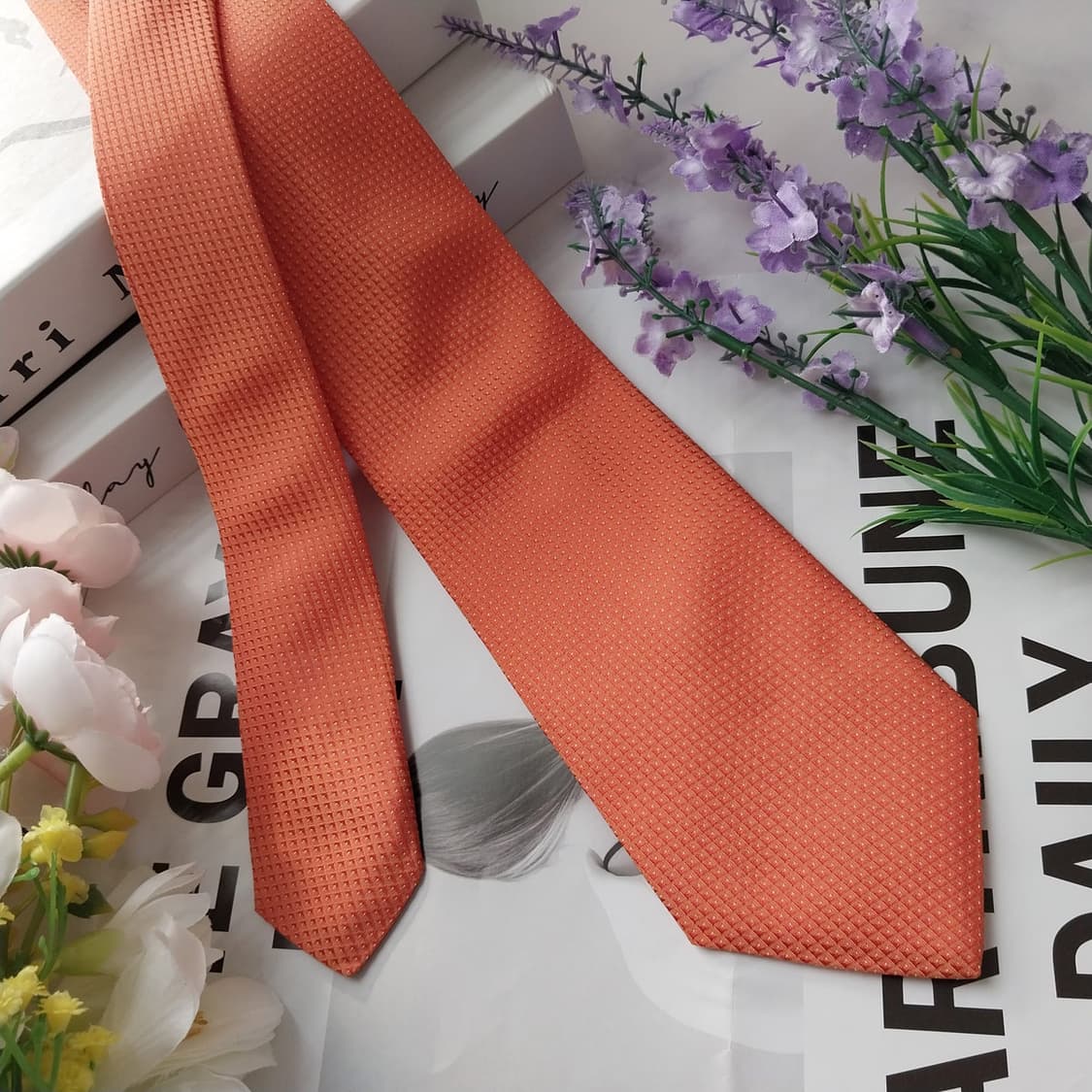 휴고보스 실크 오렌지 텍스처 슬림 넥타이 7.9cm A+등급 K1269
 상품이미지2