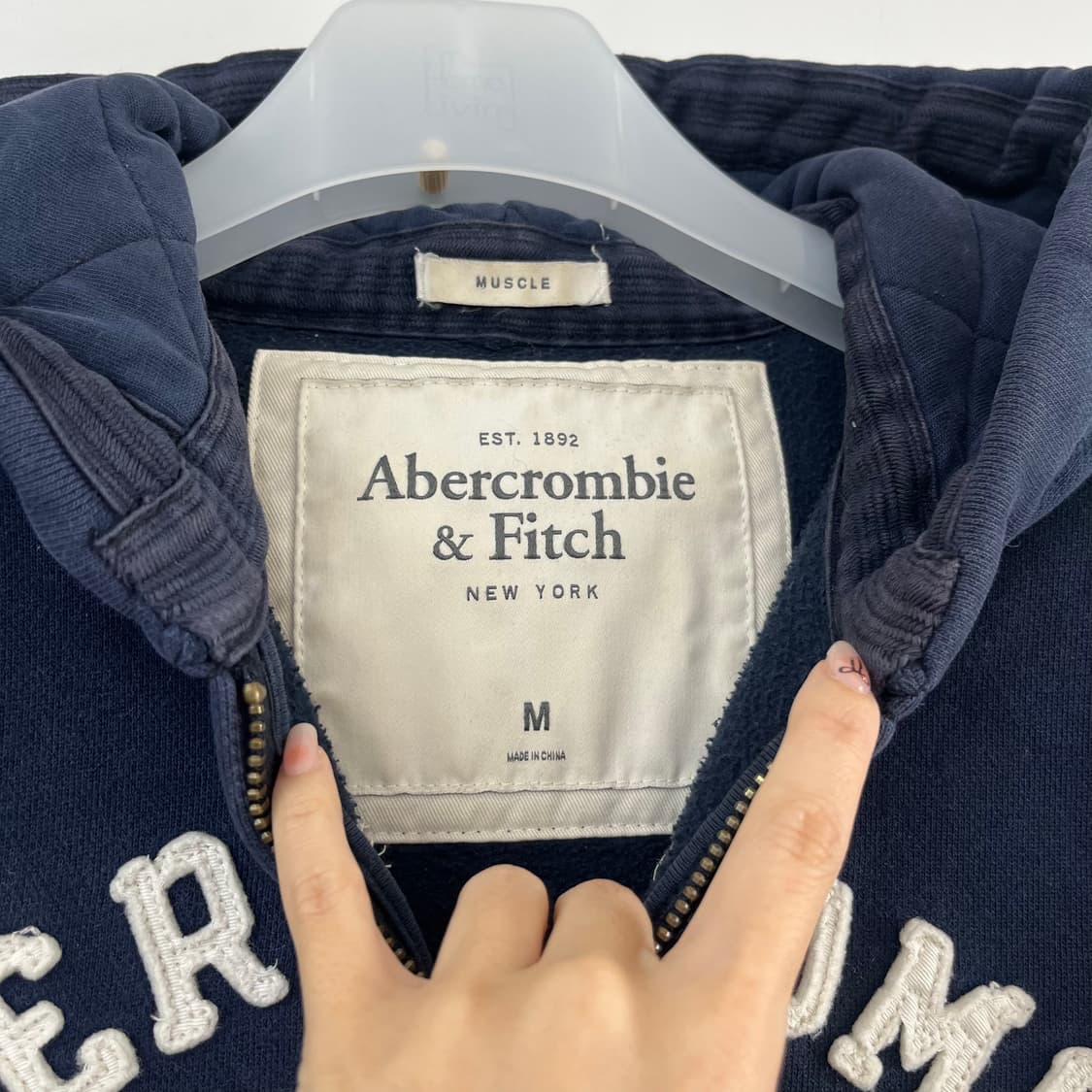 아베크롬비 불독 자수로고 네이비 후드집업 상품이미지6