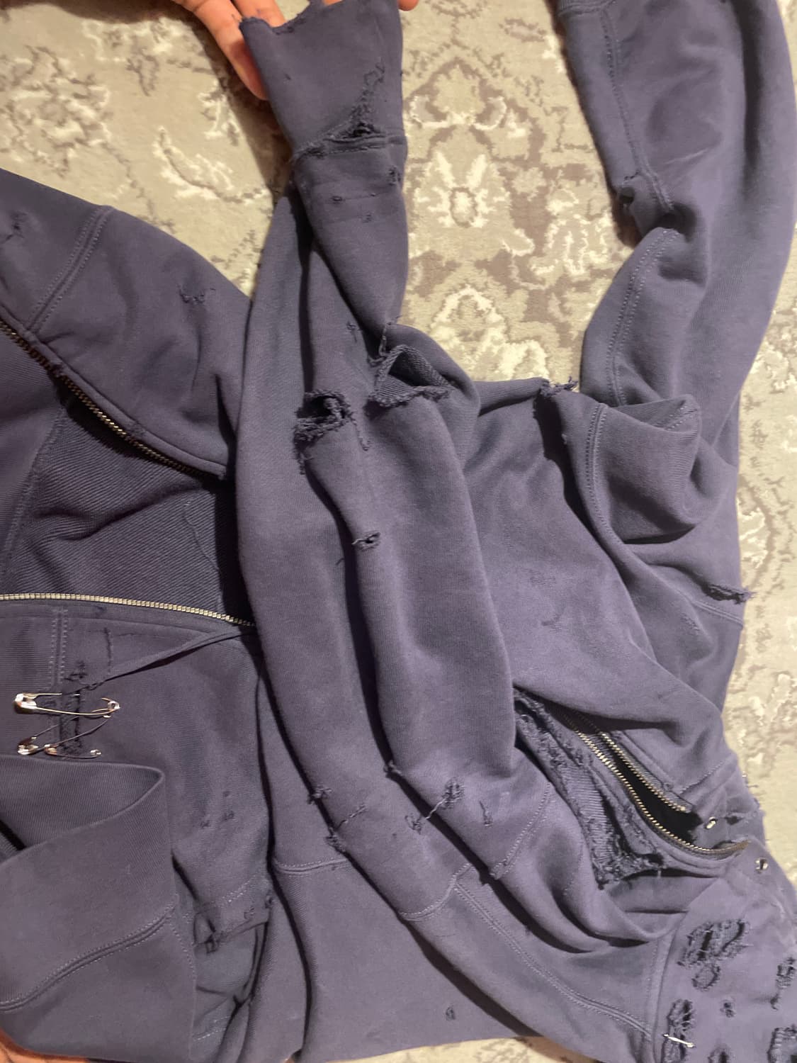 유니클로 후드집업 데미징 커스텀 상품이미지4