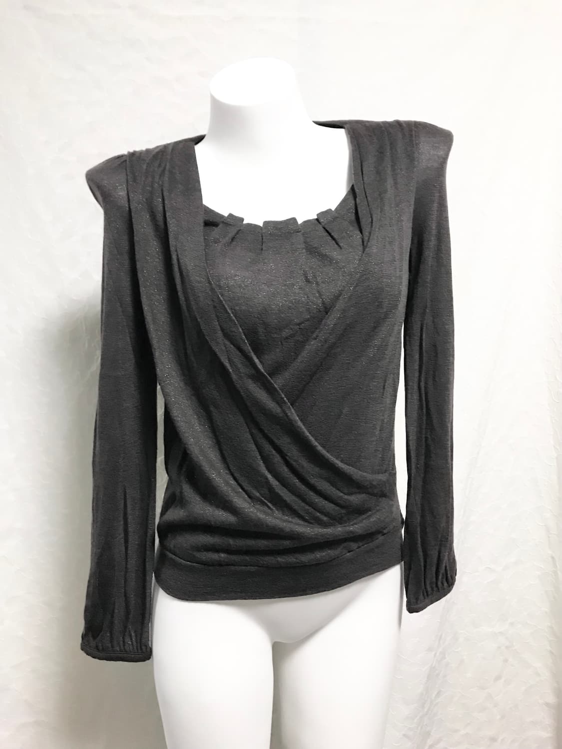 빈티지 오즈세컨 드레이프 글리터 롱슬리브 탑 상품이미지2