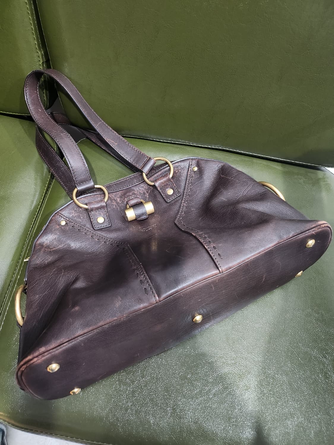 입생로랑 Y라인 뮤즈백 브라운 가죽 정품 상품이미지3