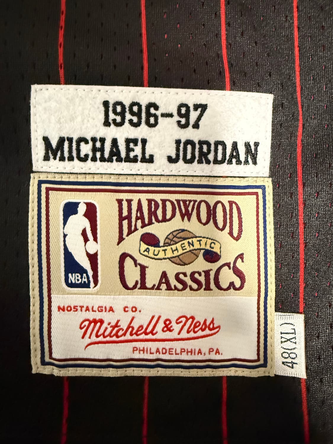 [XL, 48]미첼엔네스 조던 어센틱 불스 핀스트라이프 져지 ​ 상품이미지4