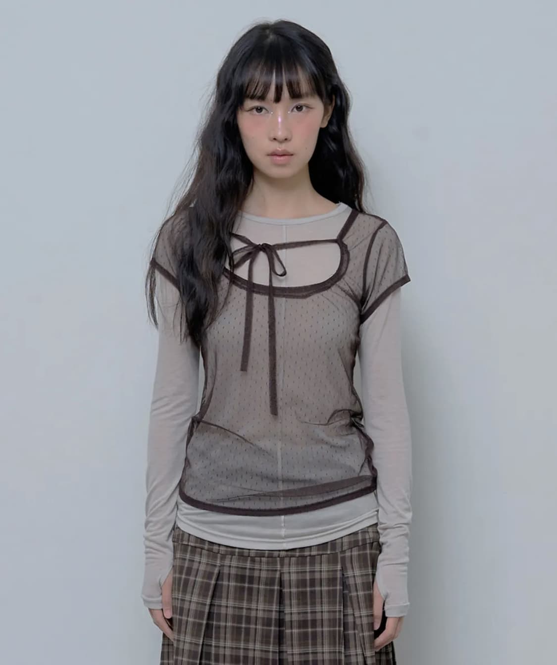 팬시클럽 3-WAY 도트 레이어드 롱슬리브 (BEIGE) 상품이미지1