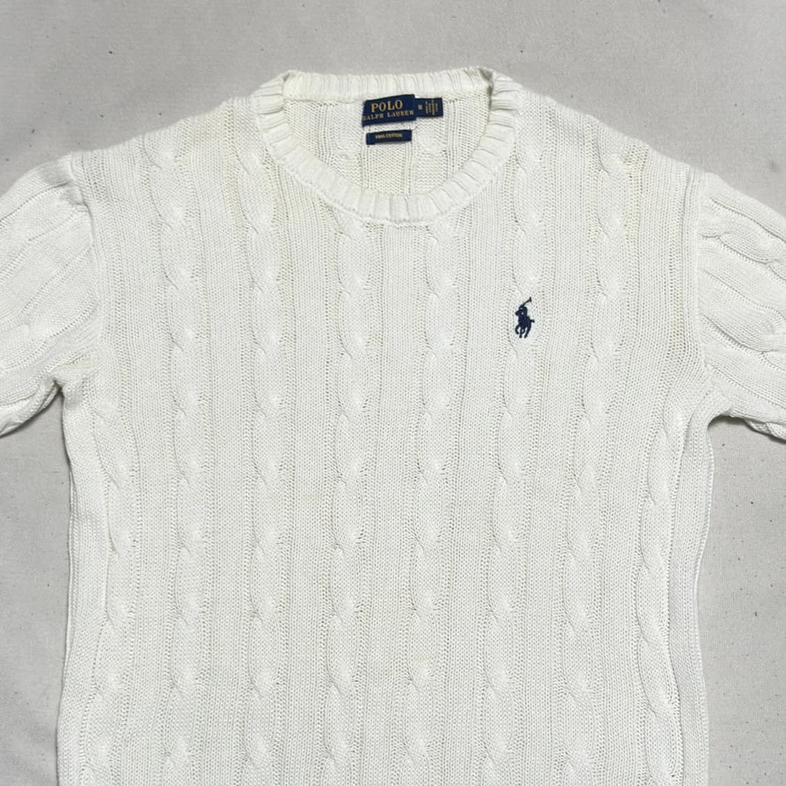 M 폴로랄프로렌 화이트 케이블 반팔 니트 상품이미지1