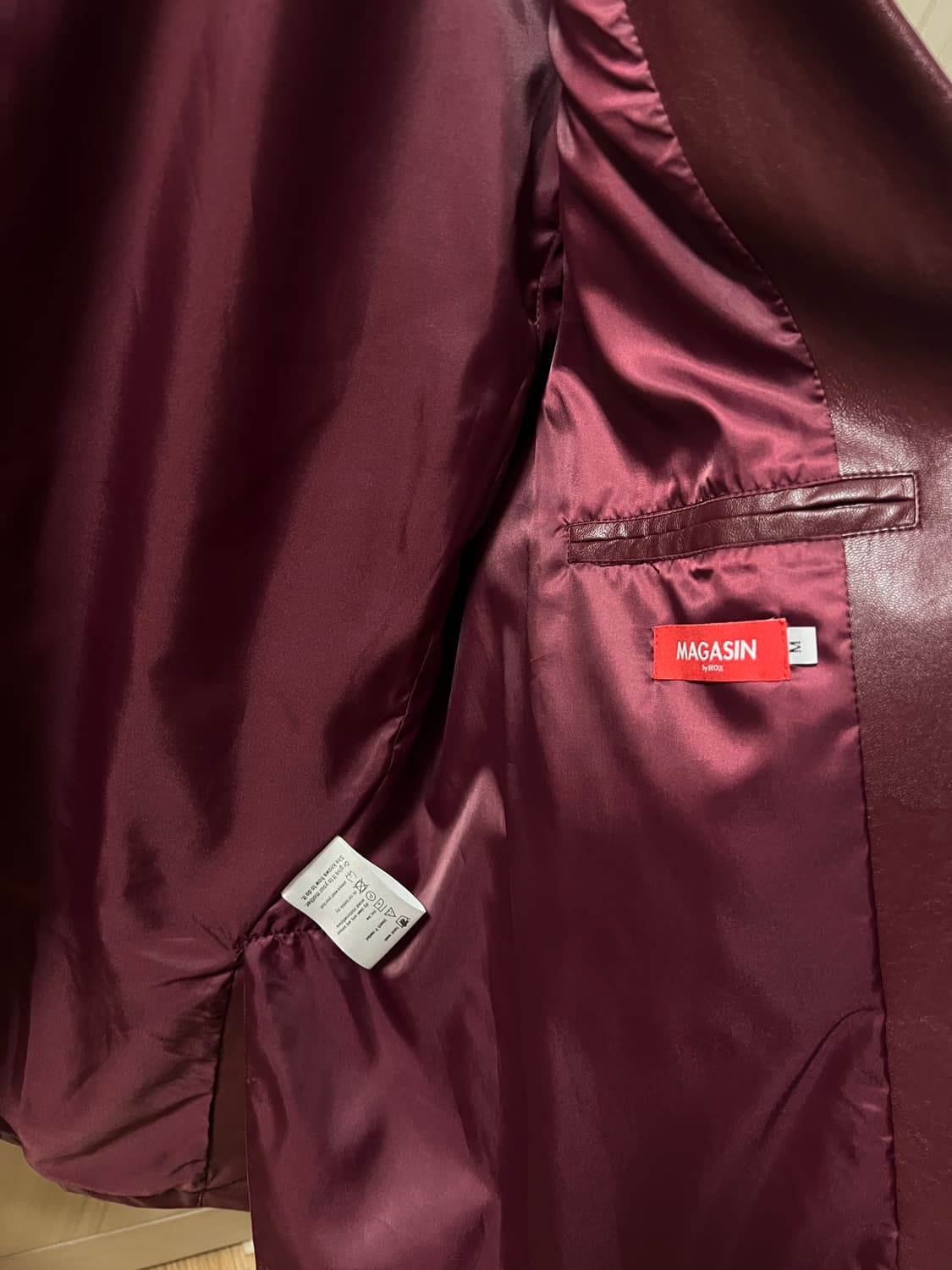 마가신 와인색 가죽 블레이저 자켓 상품이미지4