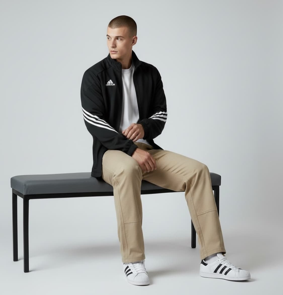 [L] adidas 아디다스 sere14 검/흰 사선 집업 져지 상품이미지5