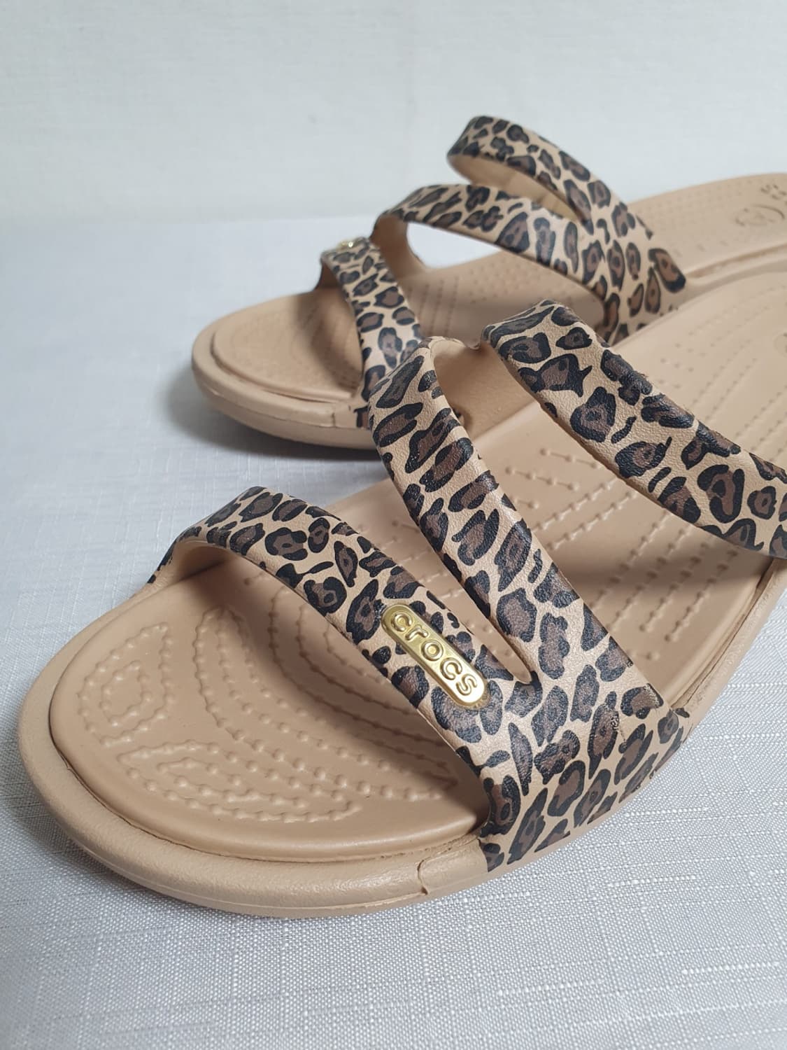 240mm 크록스 패트리샤2 레오파드 웨지 슬리퍼 샌들 W7 상품이미지1