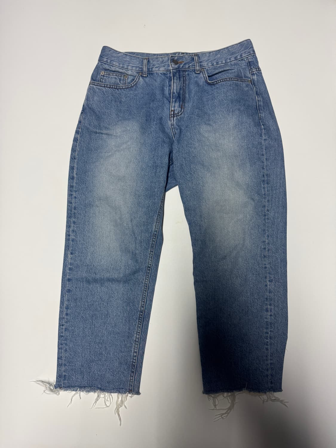 슬로우애시드 앵글 데미지 워싱 코튼 데님팬츠 33인치 상품이미지1
