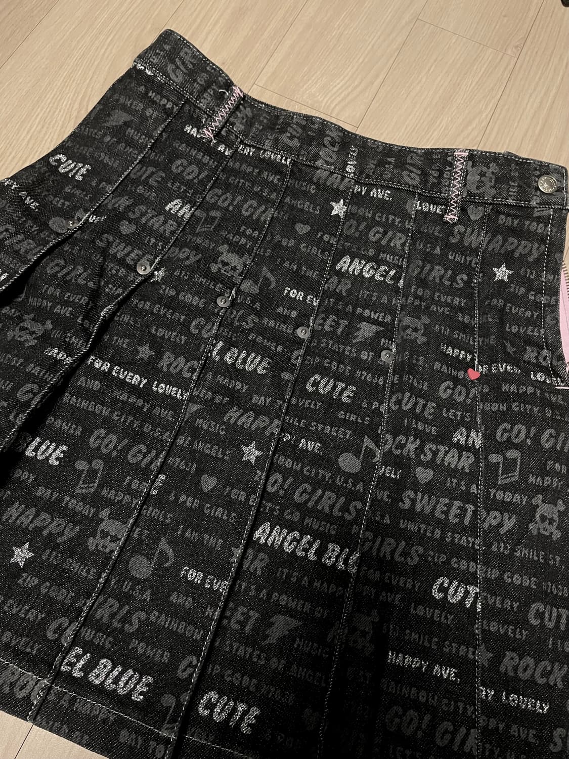 빈티지 블랙 데님 플리츠 펑크 스커트  상품이미지2