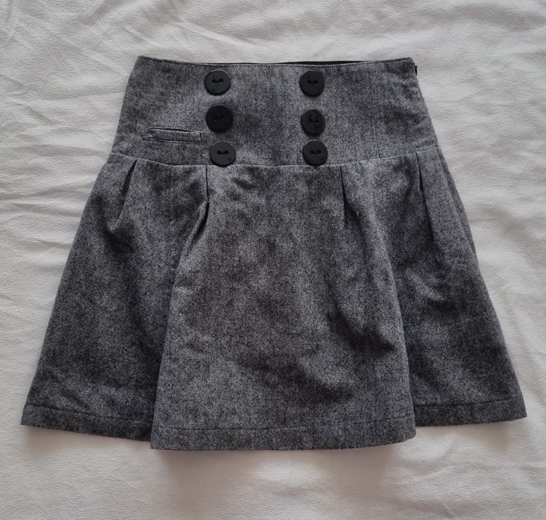 빈티지 모리걸 하구미 긱시크 갸루 그레이 단추 스커트 상품이미지1