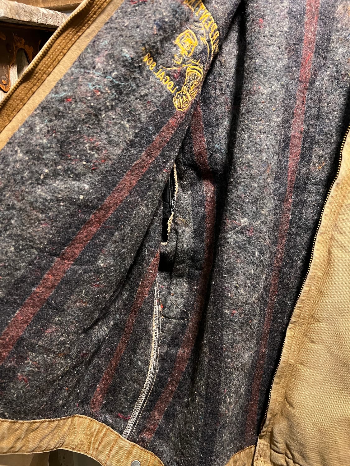 [2XL]칼하트 USA Made 디트로이트 빈티지 워싱 브라운 워크 자켓 상품이미지8