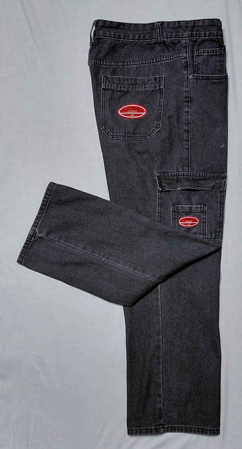 [M] MANFINITY 블랙 카고 데님 팬츠 / 스트릿 와이드 청바지 상품이미지9