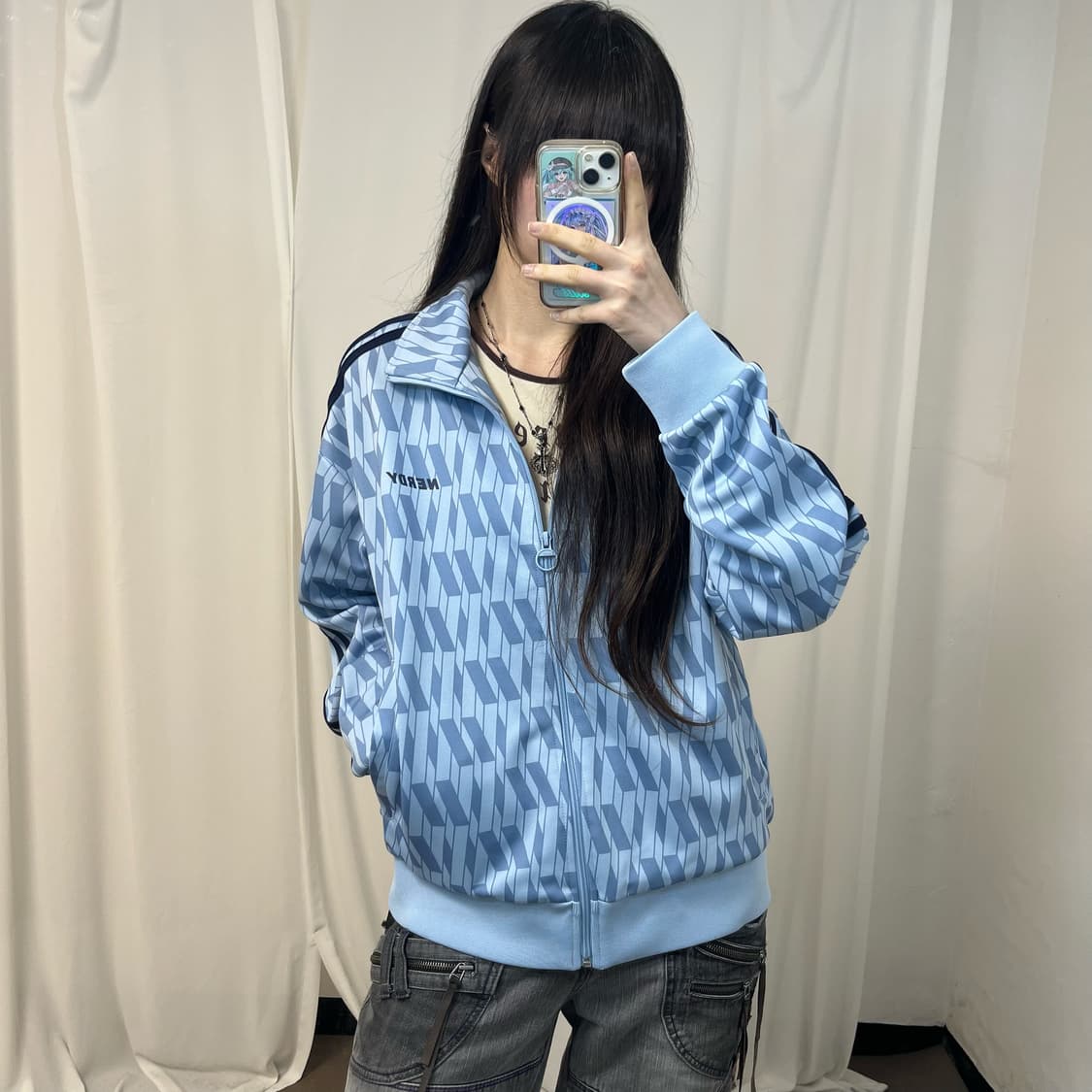 Nerdy sky blue pattern jersey 상품이미지1