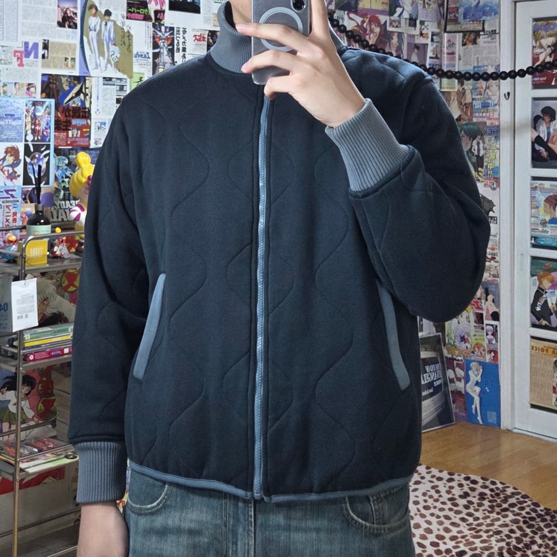 디키즈 JPN 네이비 누빔 코튼 집업 상품이미지1