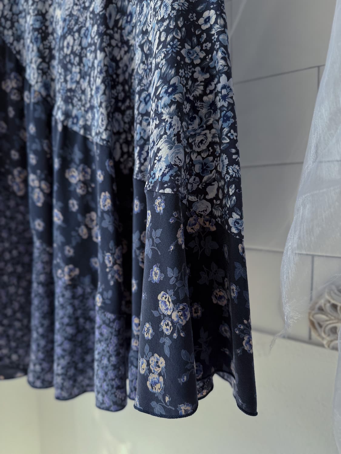 100% Silk Floral Unbalanced Skirt 0320 상품이미지3