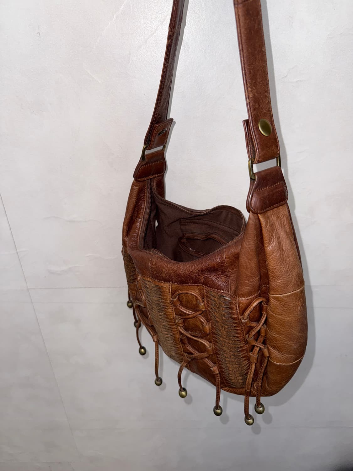 Brown western laceup leather 숄더백 상품이미지7