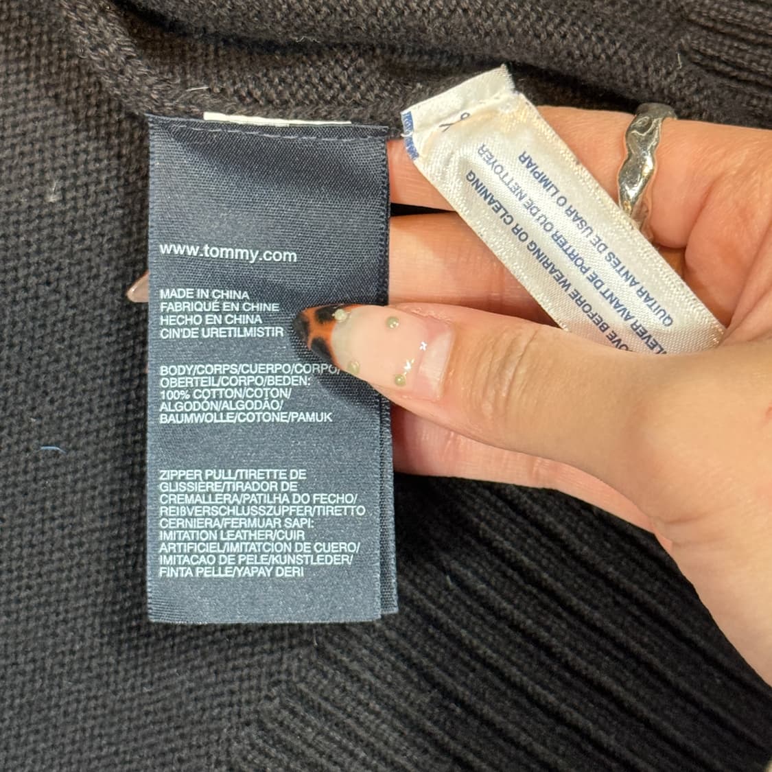 M) 타미힐피거 프리미엄코튼 니트 집업 블랙 상품이미지8