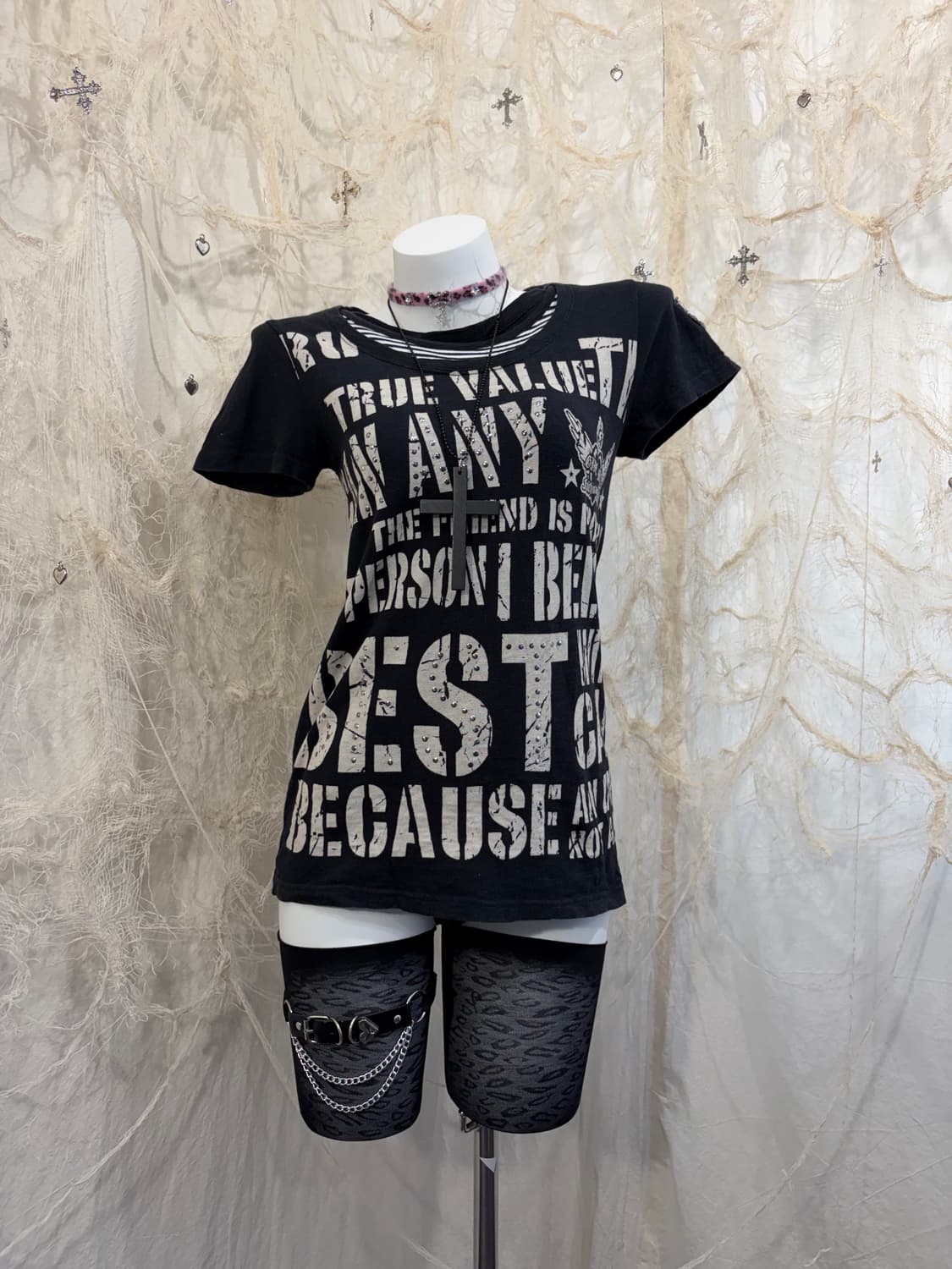 Y2K lettering Layered back angel T-shirt 상품이미지5