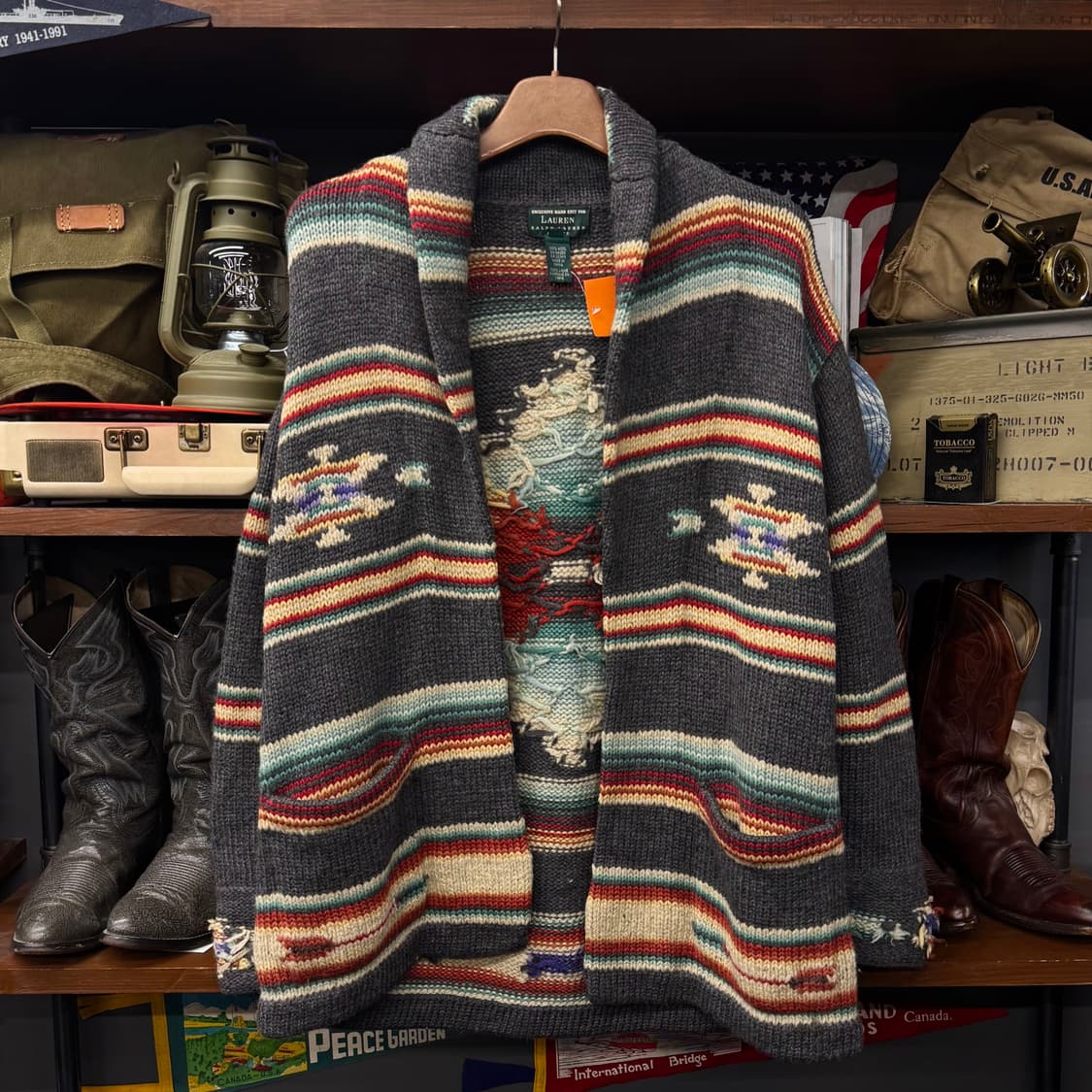 로렌 랄프로렌 by 폴로 오픈 프론트 네이티브 패턴 가디건 N49 상품이미지1