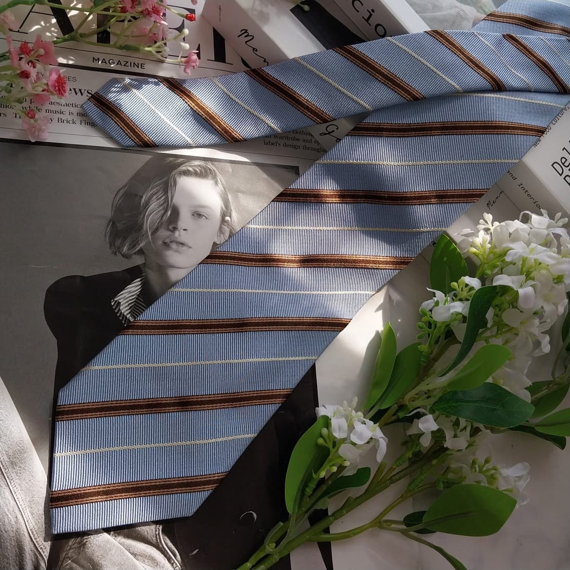 알테아 실크 블루 스트라이프 넥타이 8.5cm A+~A등급 K2303 상품이미지4