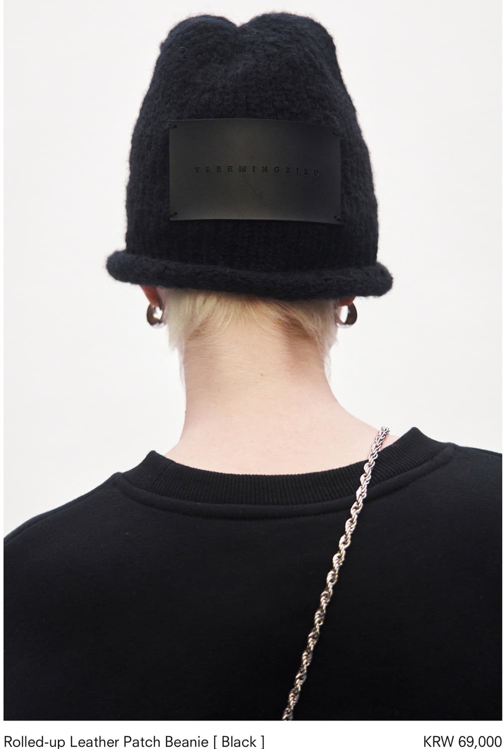 트리밍버드 레더 패치 비니 (블랙 상품이미지1