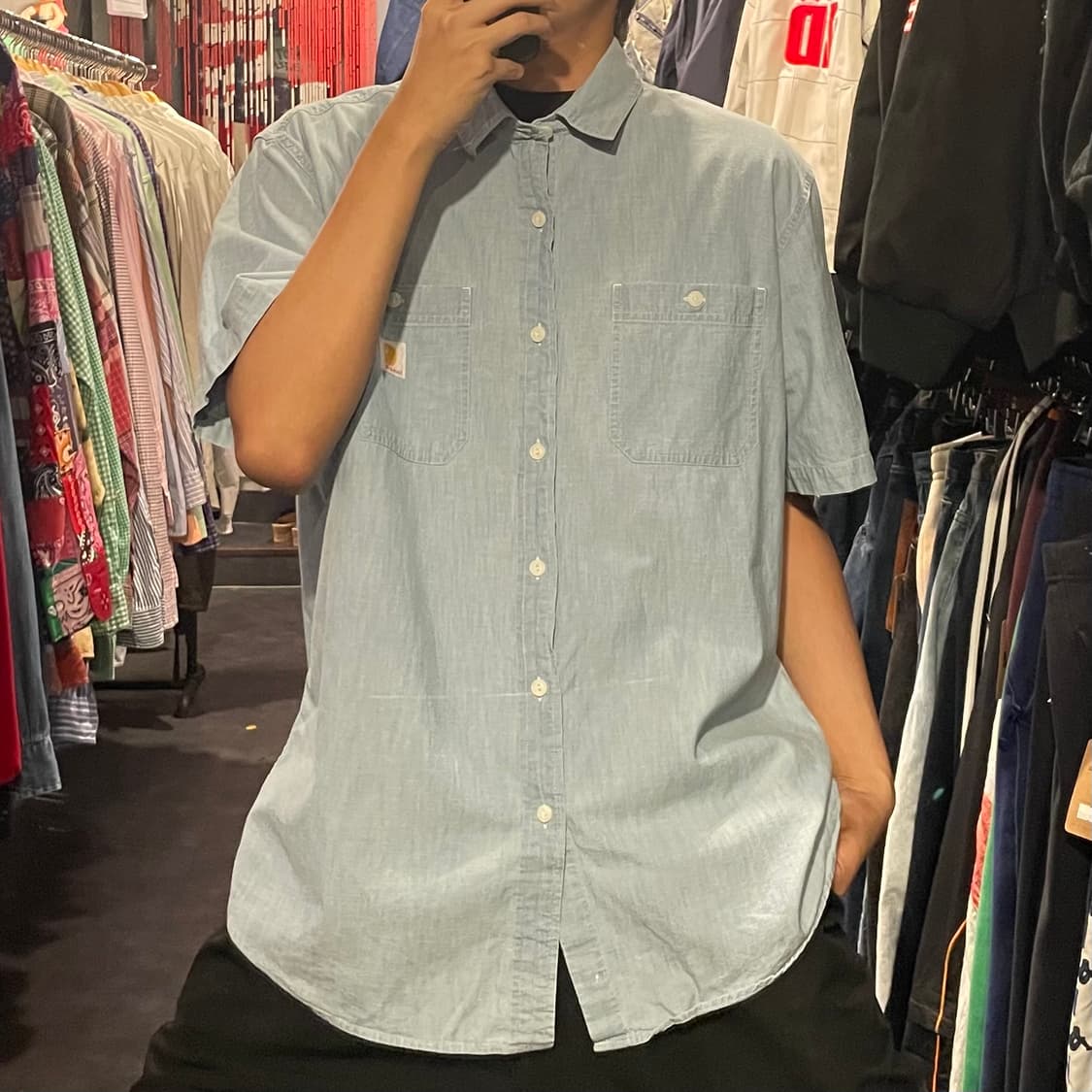 [IM] carhartt 칼하트 연청 데님 반팔셔츠 상품이미지5