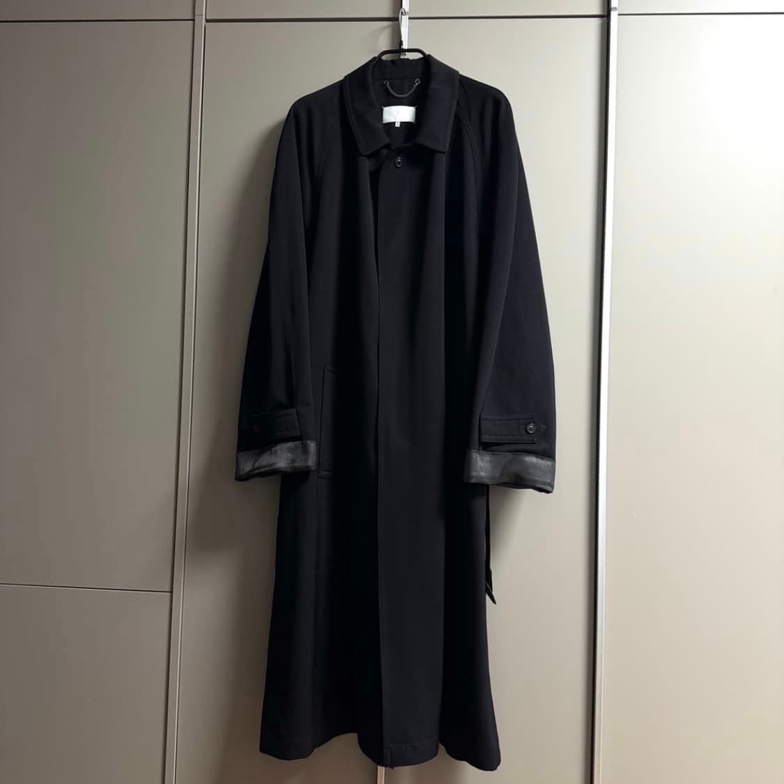 메종 마르지엘라 블랙 울 개버딘 트렌치 코트 52 사이즈 상품이미지1