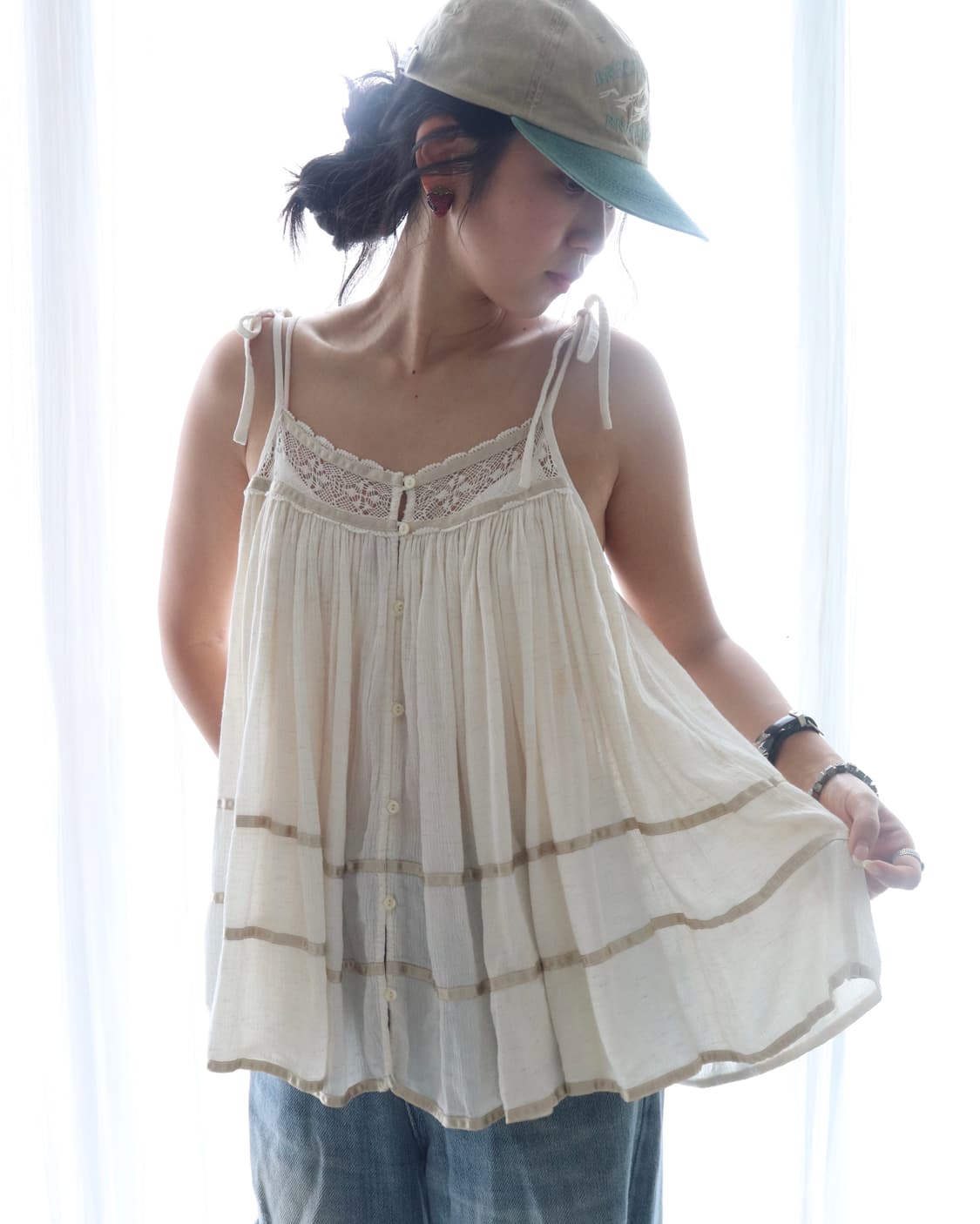 [Beams Boy] Satin Tape Gather Camisole 상품이미지2