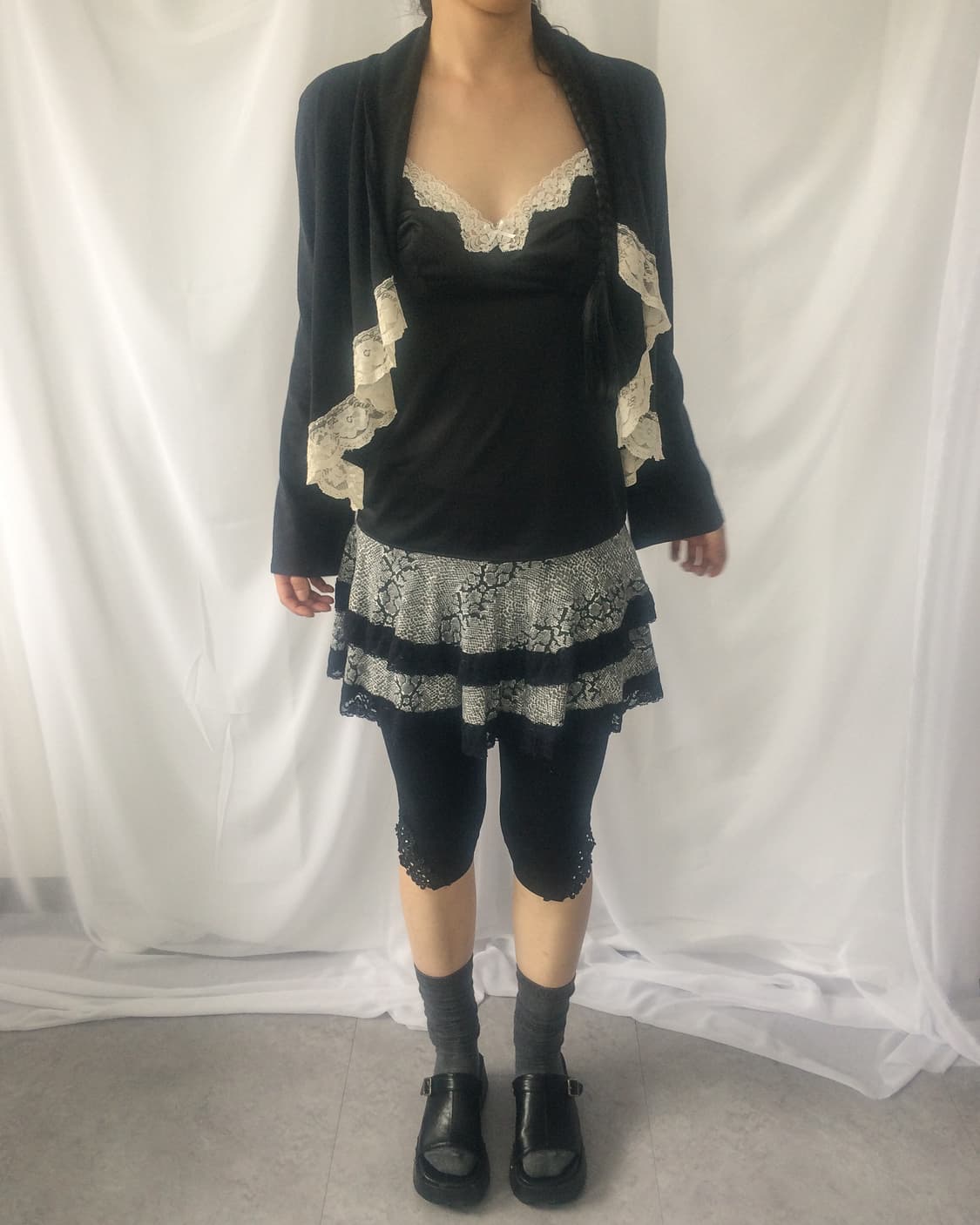 Lace trimming drape open cardigan 상품이미지8