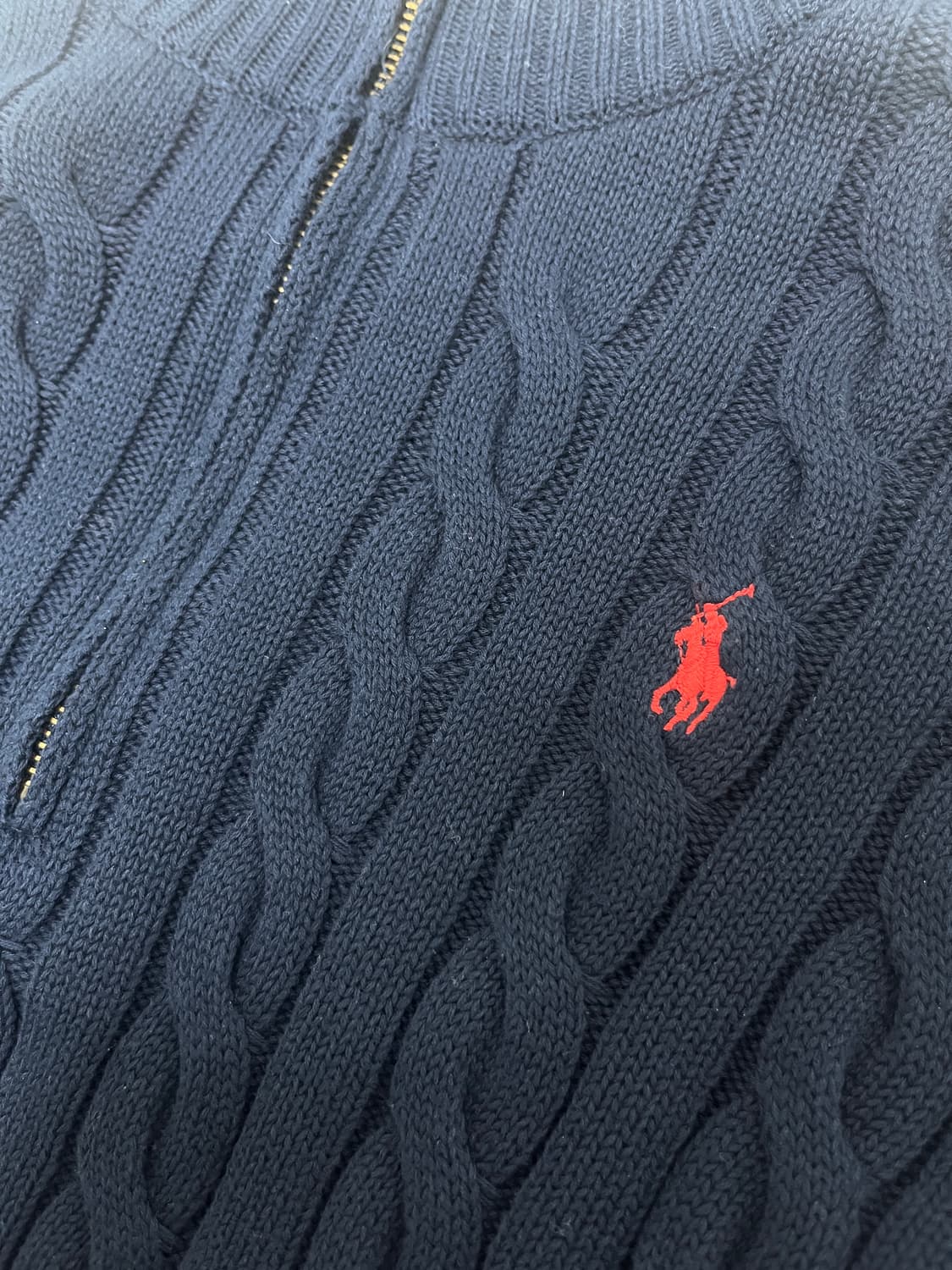 폴로 꽈배기 니트 반집업 상품이미지2