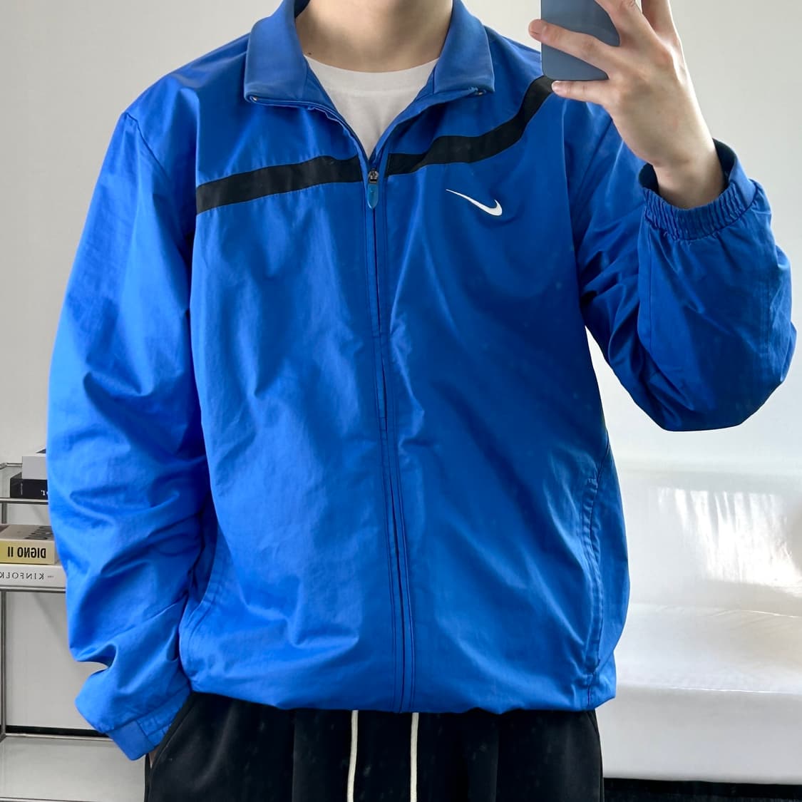 나이키 00s 오버핏 블루 배색 스우시 바람막이 XL 상품이미지1