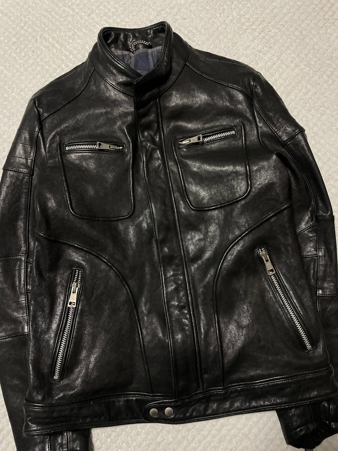 광희시장 웨스턴 무드 램스킨 양가죽 바이커 레더 자켓 상품이미지7